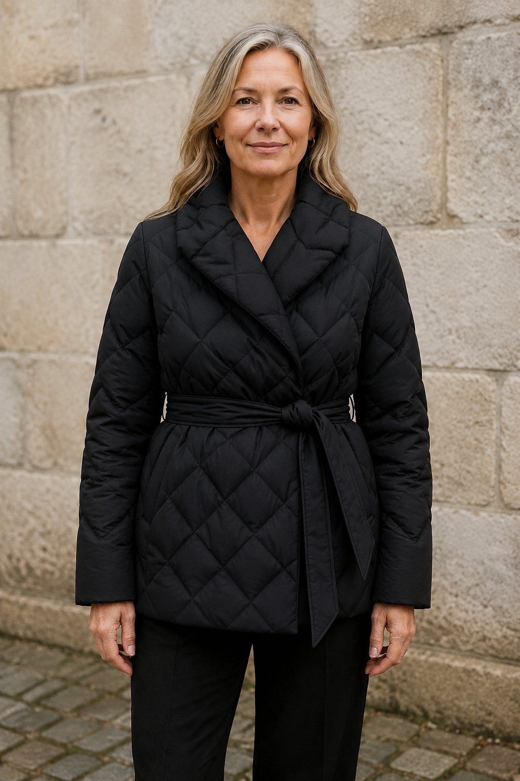 Lucienne | 90% Down Belted Wrap Coat - Black
