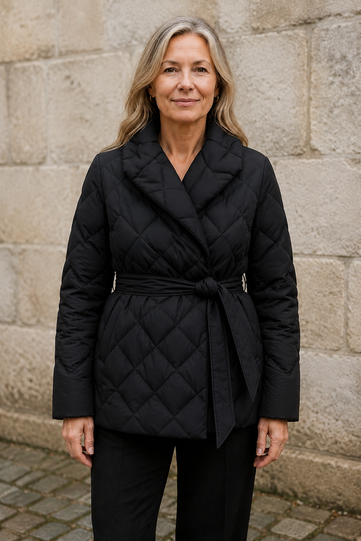 Lucienne | 90% Down Belted Wrap Coat - Black