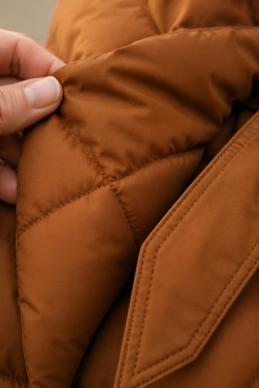 Lucienne | 90% Down Belted Wrap Coat - fabric close-up