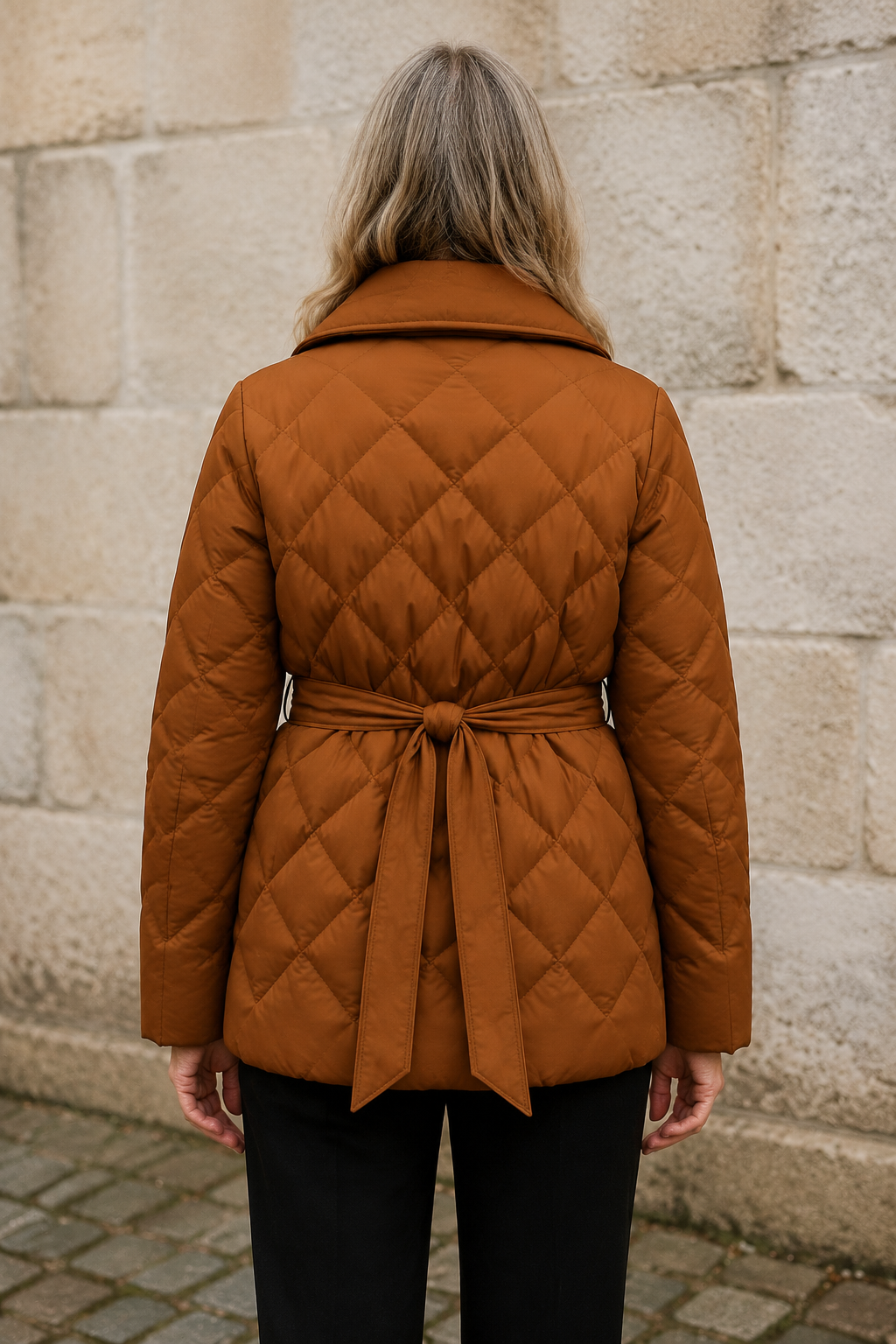 Lucienne | 90% Down Belted Wrap Coat - Orange