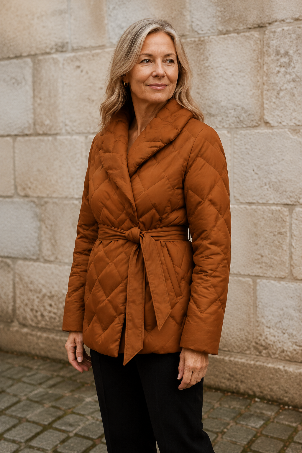 Lucienne | 90% Down Belted Wrap Coat - Orange