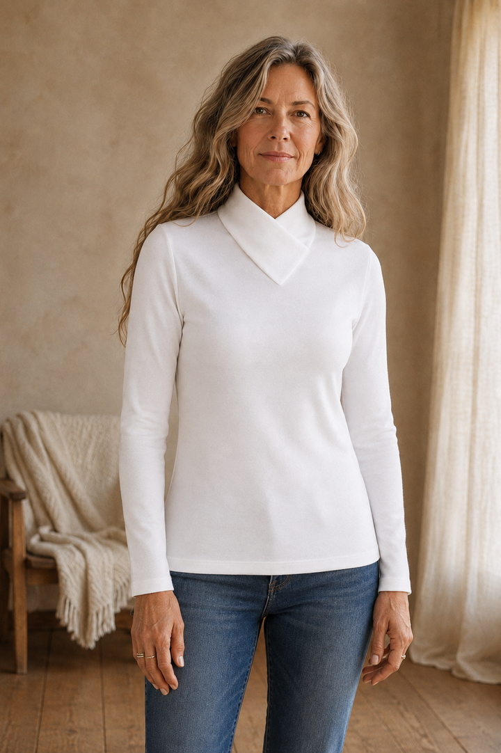 Lucinda | Fine Merino Turtleneck - White front hero