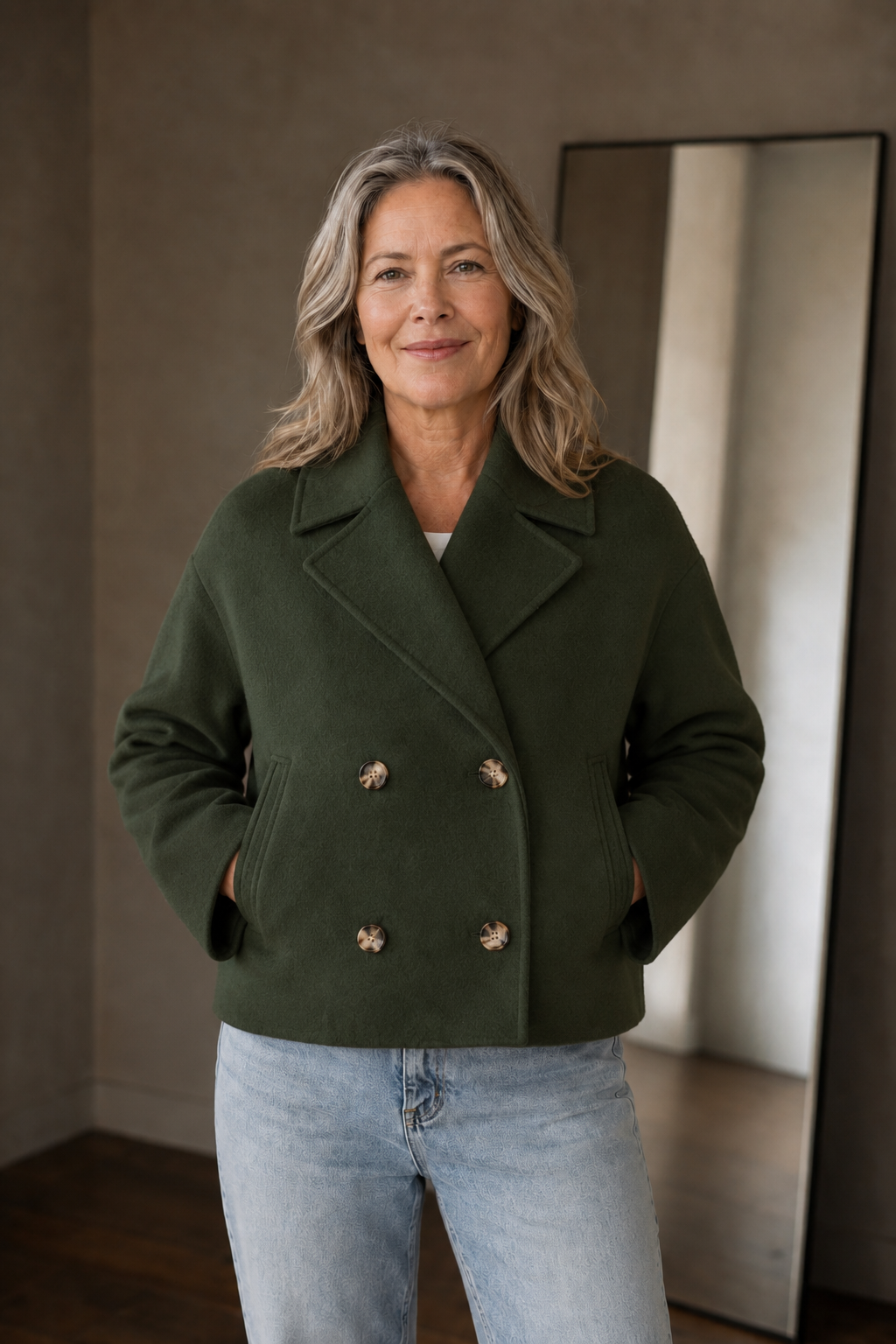 Madeleine | Double-Breasted Short Jacket - Green