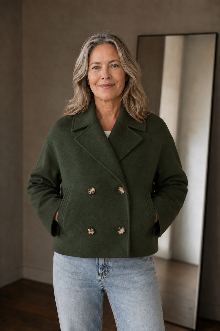 Madeleine | Double-Breasted Short Jacket - Green