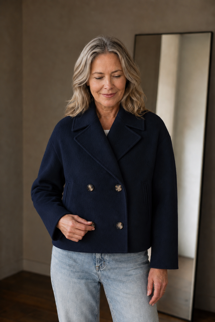 Madeleine | Double-Breasted Short Jacket - Navy