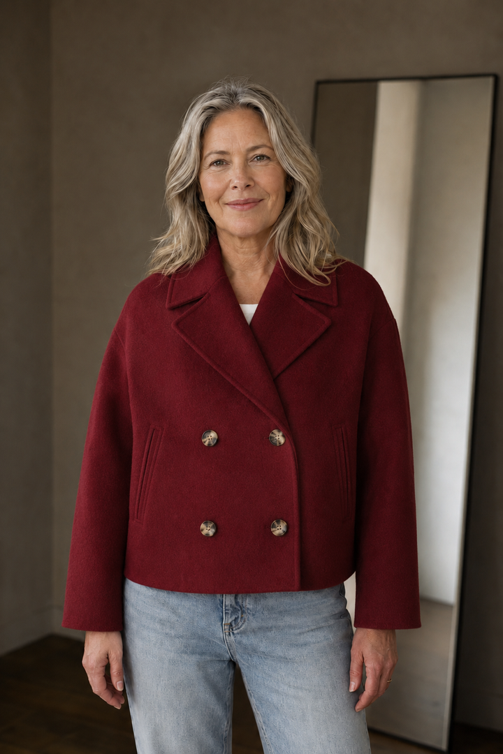 Madeleine | Double-Breasted Short Jacket - Red