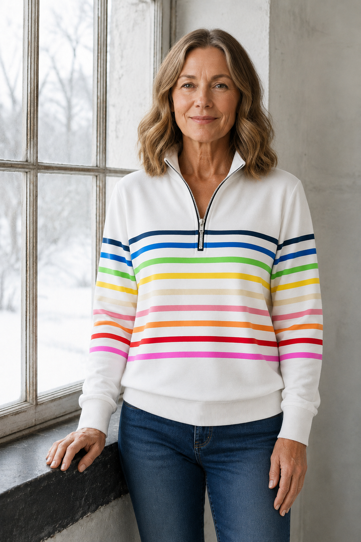 Maggie Colorful Top - White
