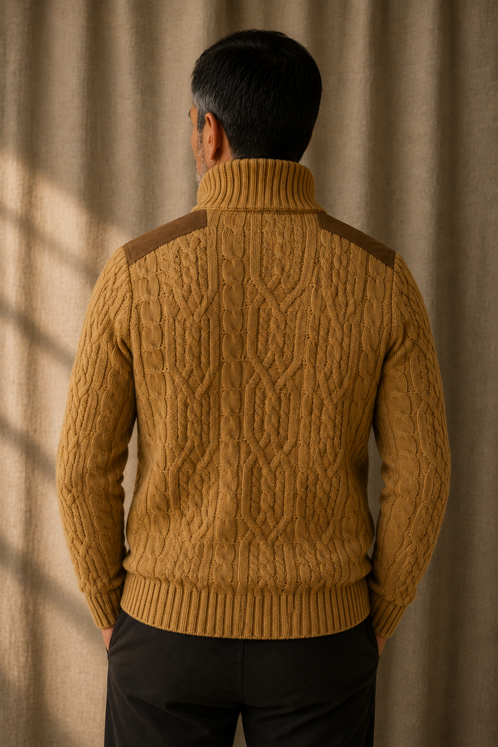 Wool Blend Fleece Lined Cardigan - Yellow
