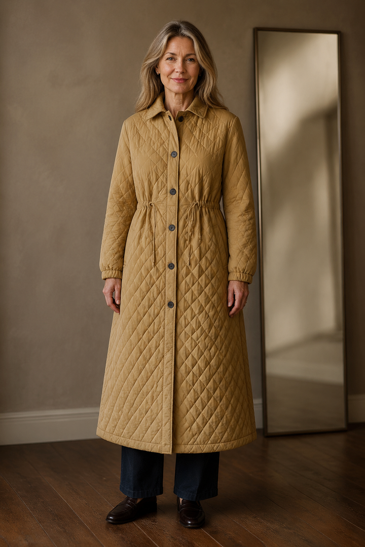 Maren quilted long coat closed