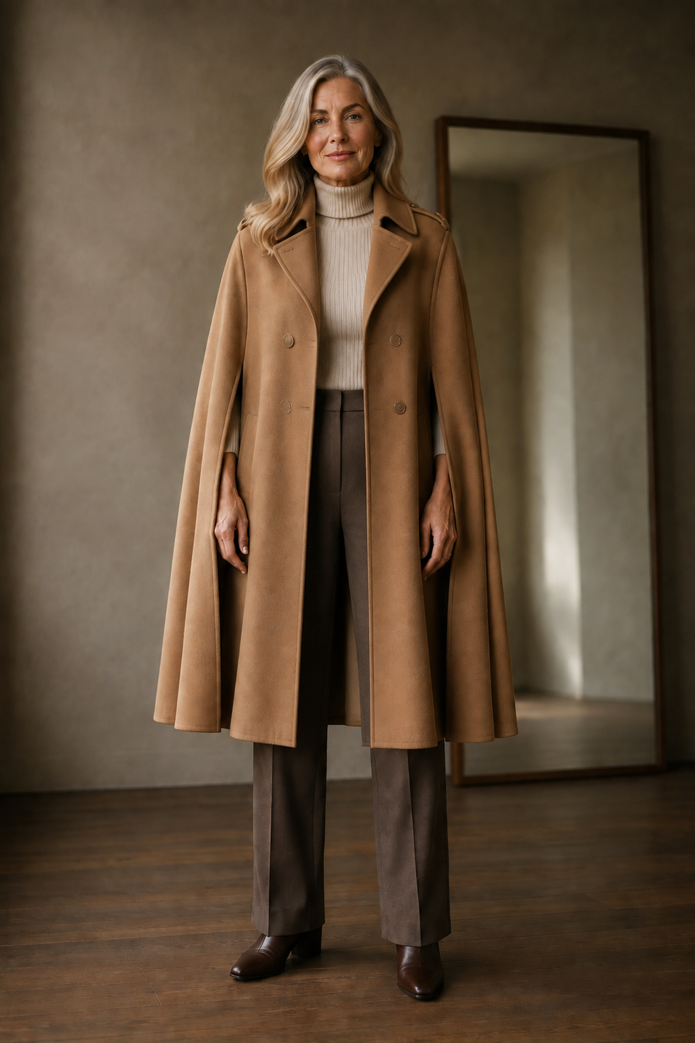 Marisol wool cape coat open