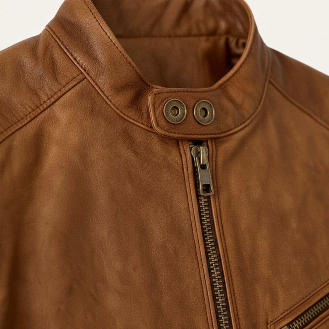 Gaspard | Leather Zip Biker Jacket