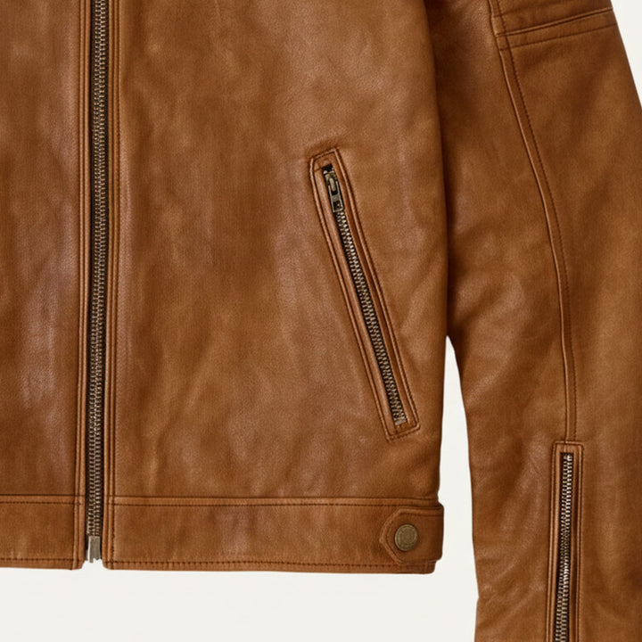 Gaspard | Leather Zip Biker Jacket