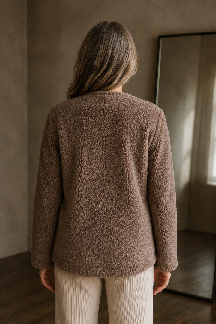 Mathilde | Faux Shearling Wool Coat - Brown
