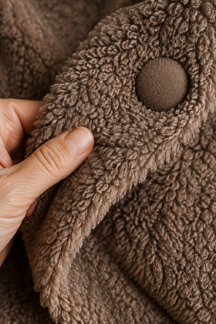 Mathilde | Faux Shearling Wool Coat - fabric close-up