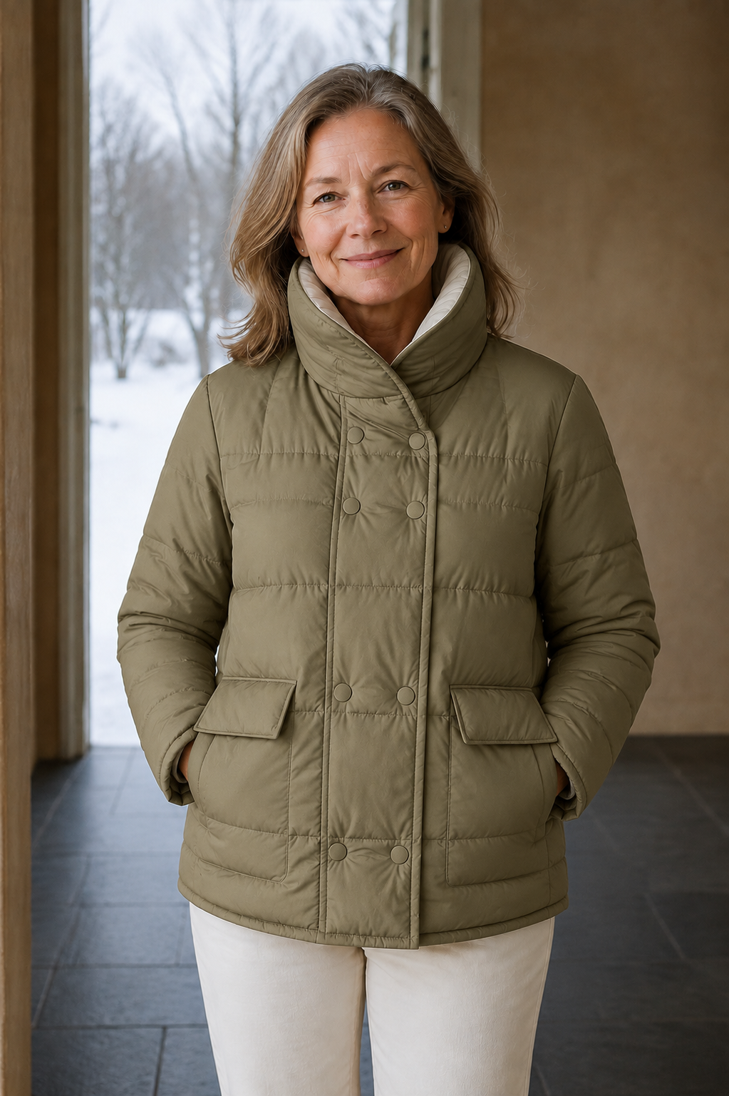 Melanie | Reversible 90% Down Jacket - Khaki