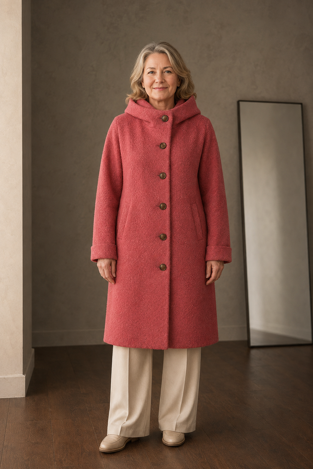 Merly elegant rose coat closed
