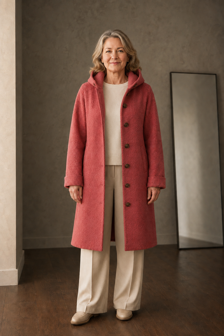 Merly elegant rose coat open