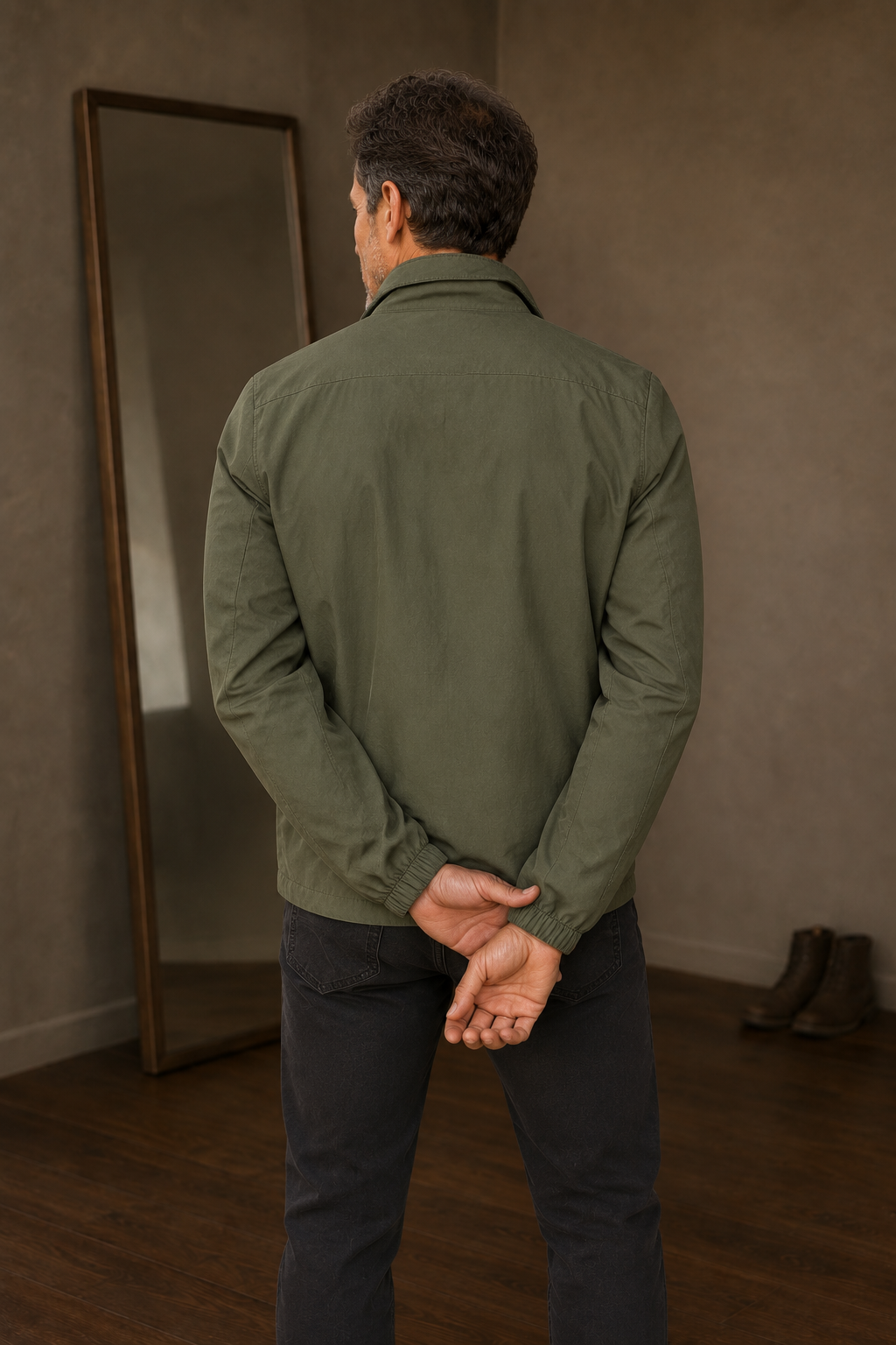 Mesh Lined Zip Front Windbreaker Jacket - back view