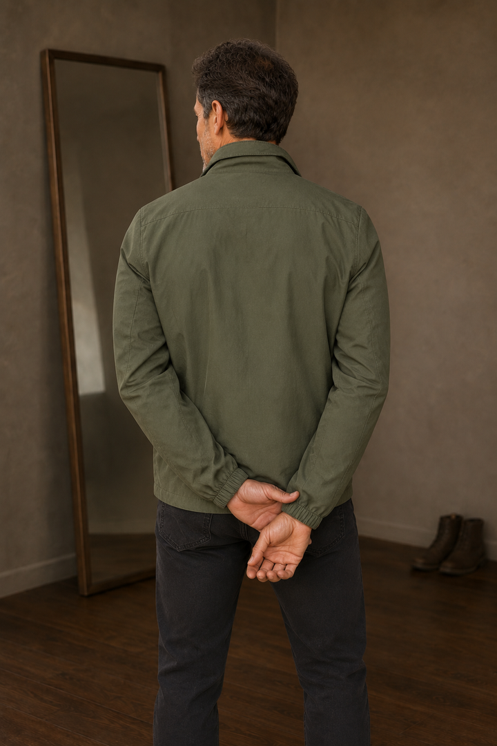 Mesh Lined Zip Front Windbreaker Jacket - back view