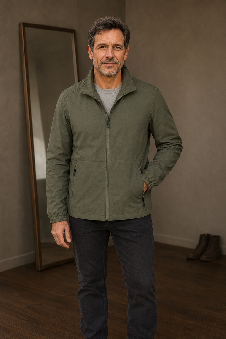 Mesh Lined Zip Front Windbreaker Jacket - hero closed