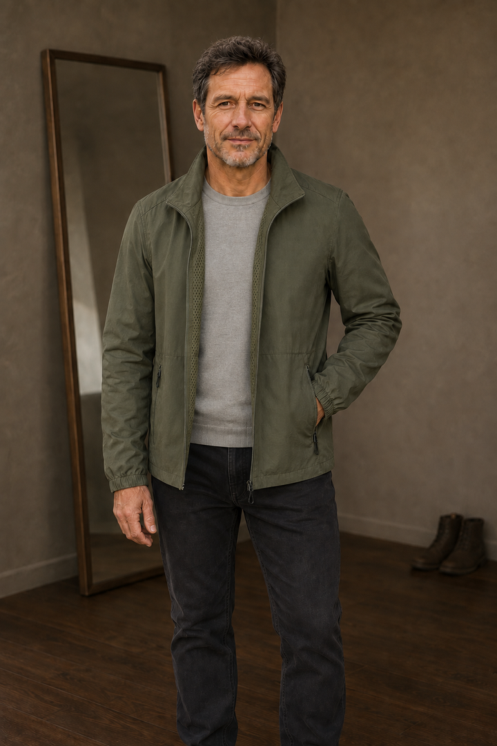Mesh Lined Zip Front Windbreaker Jacket - hero open