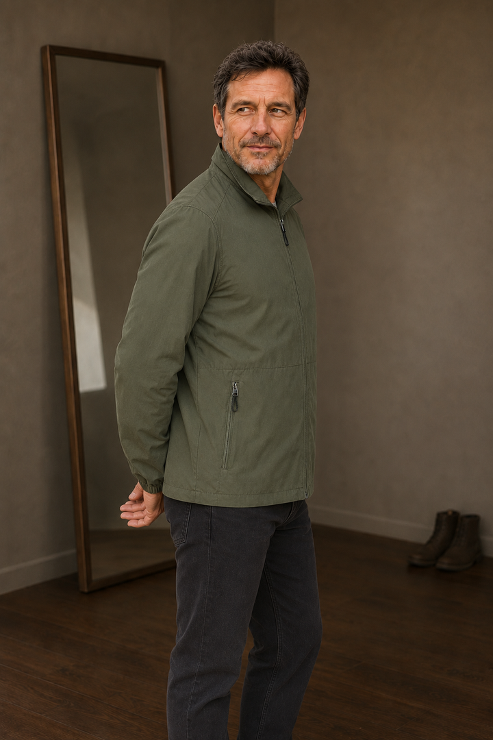 Mesh Lined Zip Front Windbreaker Jacket - side view