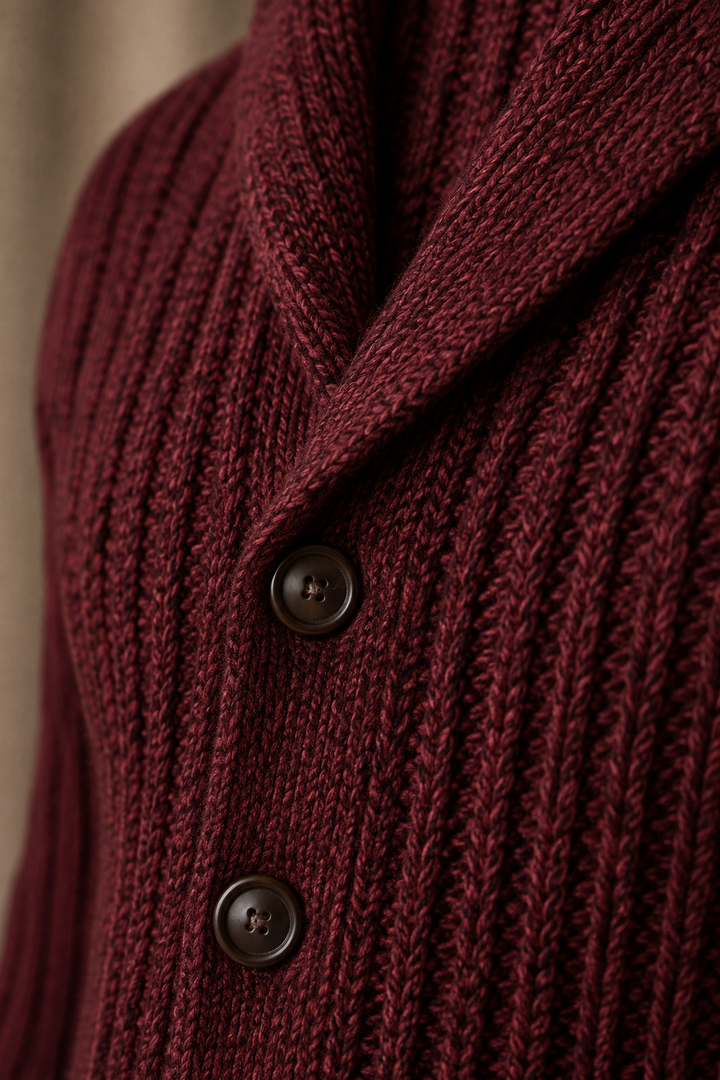 Chunky Cable Knit Shawl Cardigan - fabric close-up