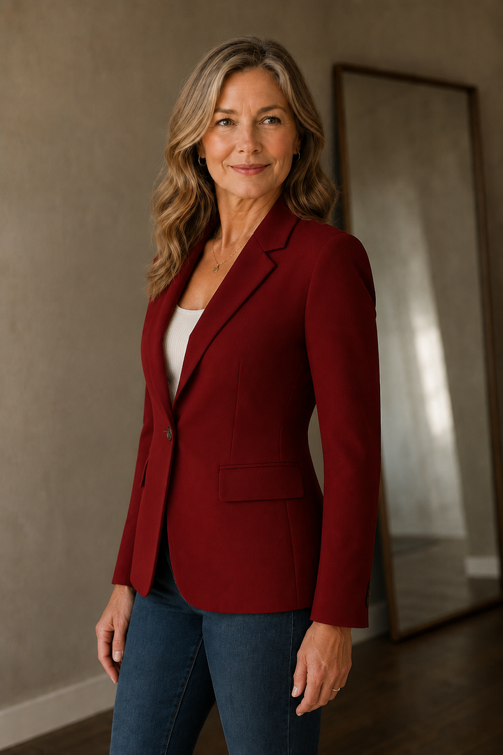 Nadine | Stretch Tailored Blazer - Dark Red