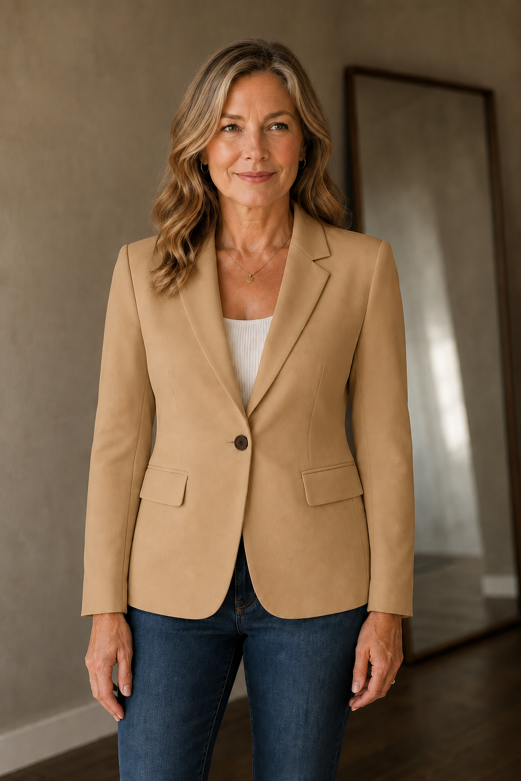 Nadine | Stretch Tailored Blazer - Light Brown