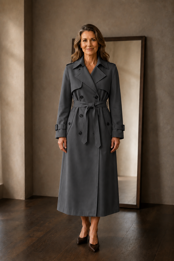Noelle | Belted Tailored Trench Coat - Grey