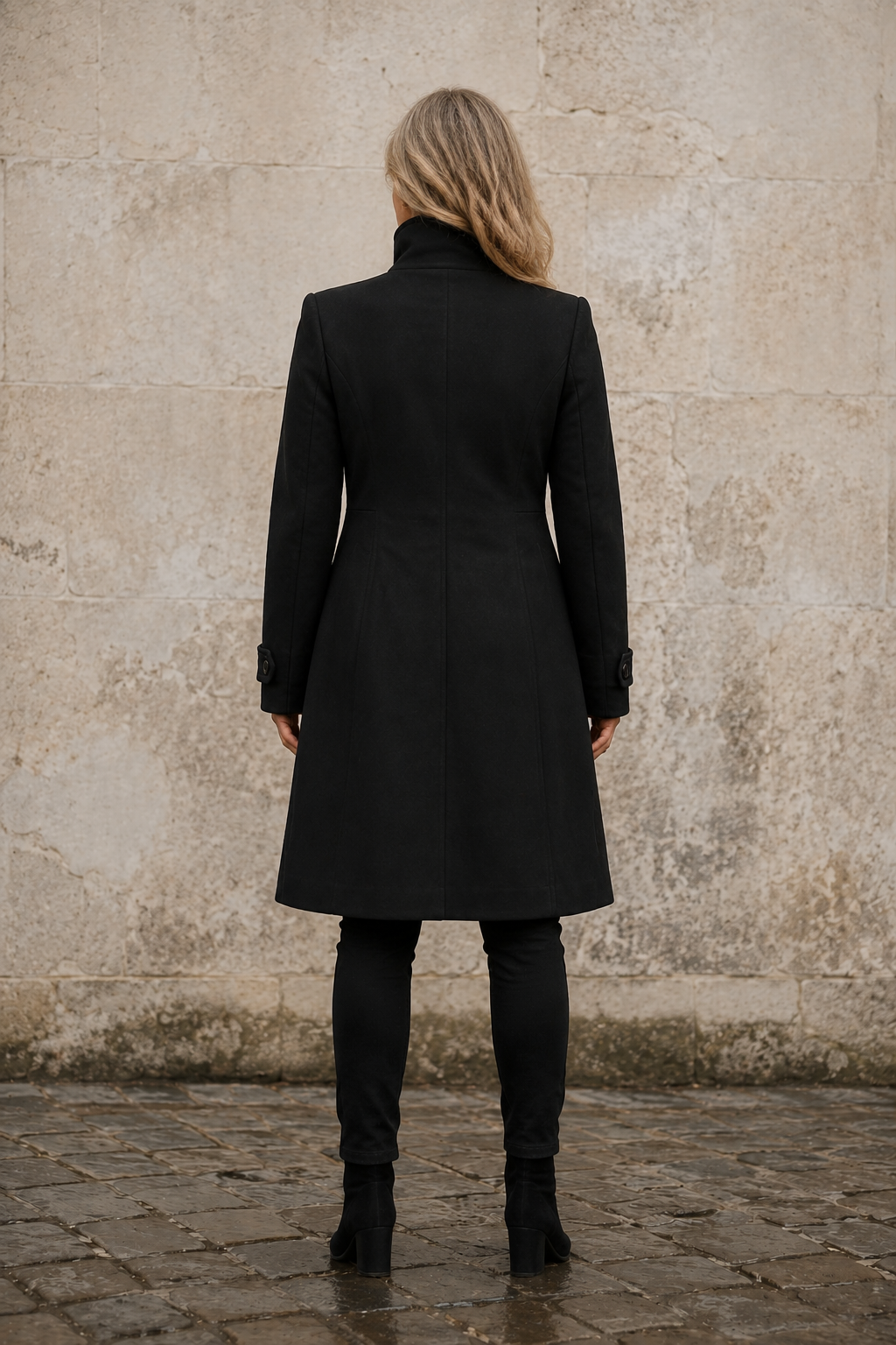 Odalie | Double-Breasted Funnel Coat - Khaki