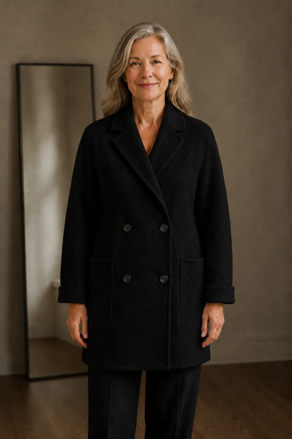 Odette | Double-Breasted Wool Overcoat - Black