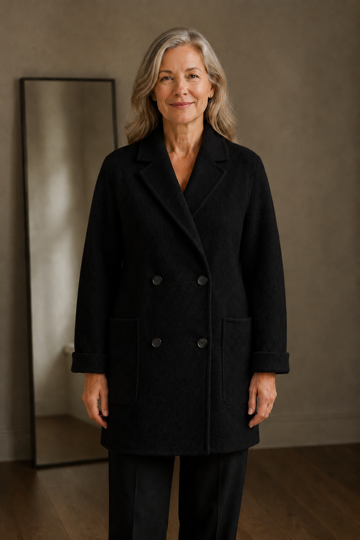 Odette | Double-Breasted Wool Overcoat - Black