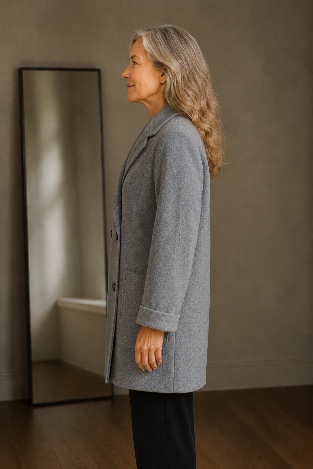 Odette | Double-Breasted Wool Overcoat - Grey