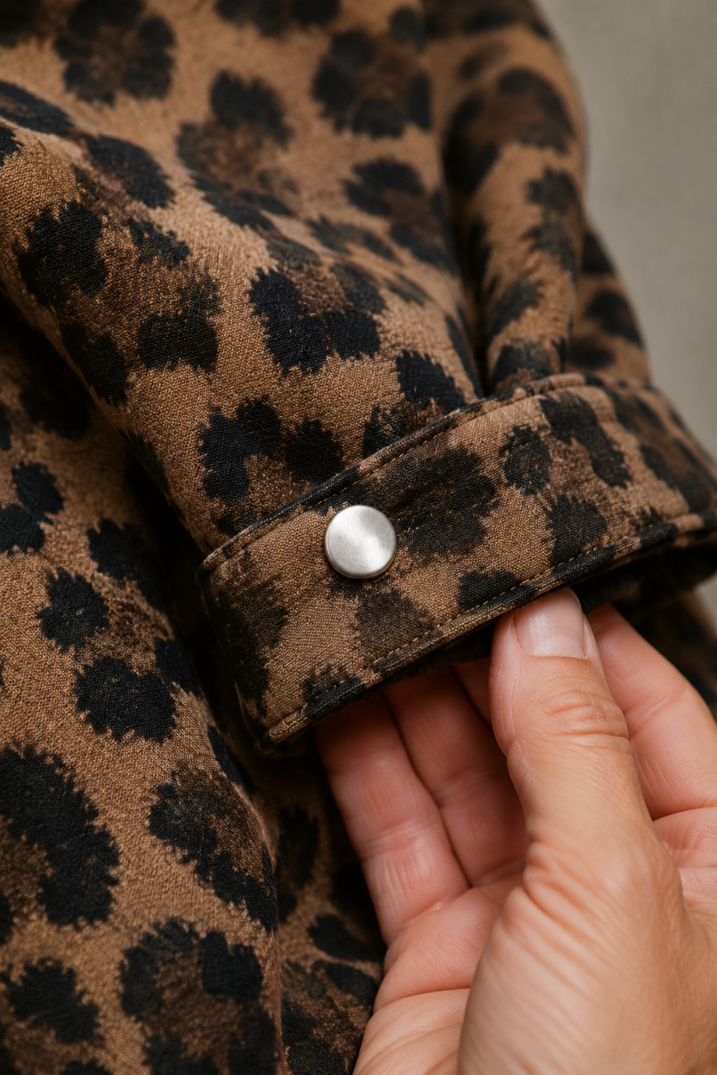 Odile | Leopard Print Light Jacket - fabric close-up