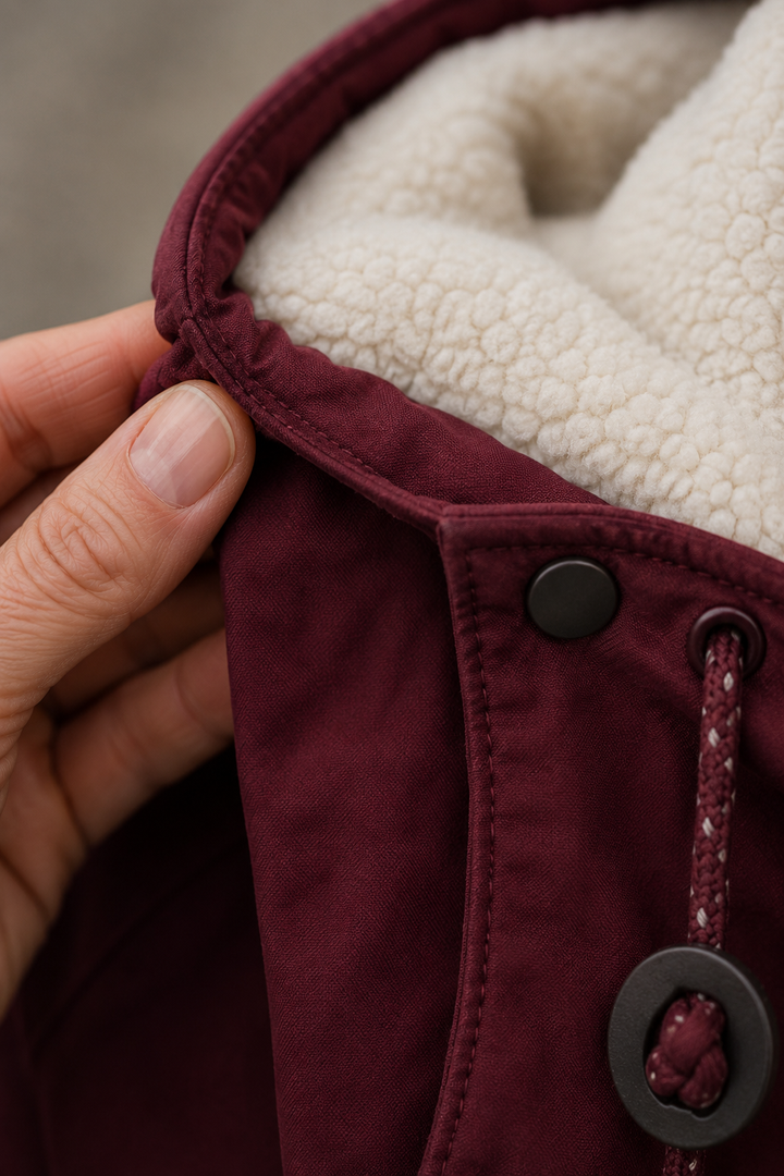 Ondine | Sherpa Lined Hooded Parka - fabric close-up