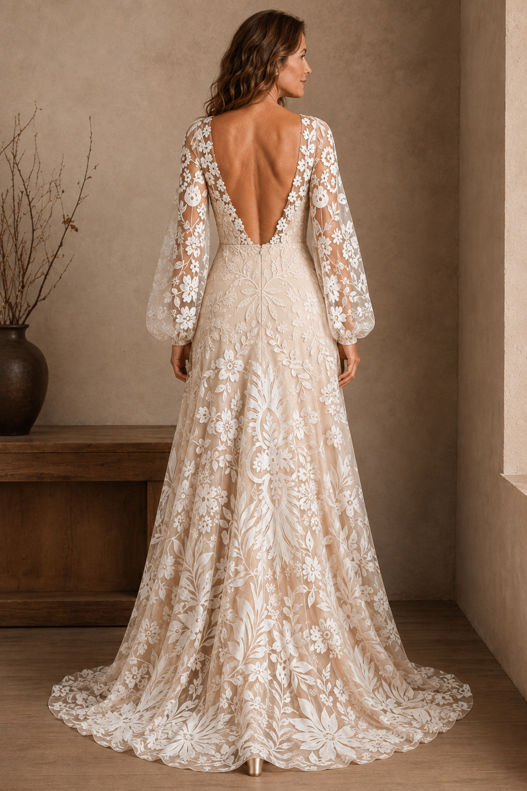 Open Back Floral Maxi Dress - back view