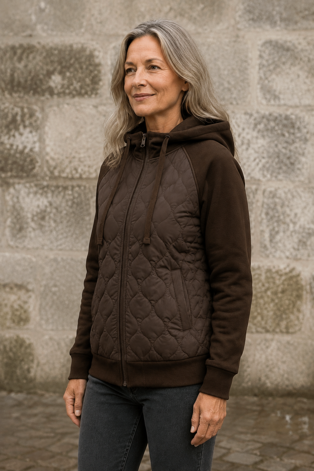 Ottilie | Diamond Quilted Hooded Jacket - Chestnut Brown