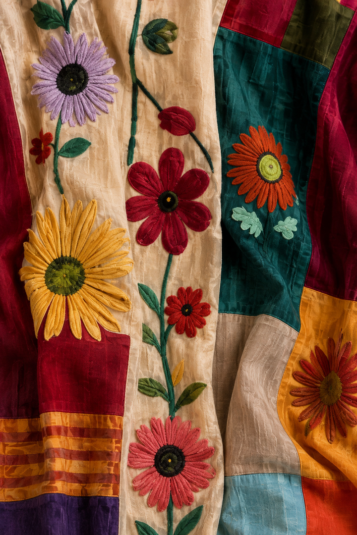 Patchwork Panel Strappy Maxi Dress - fabric close-up