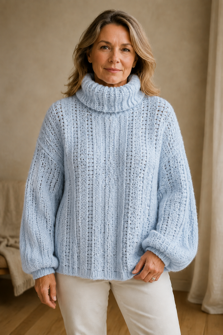 Paulina - Women's Long Sleeve Hoodie Pullover - Light Blue
