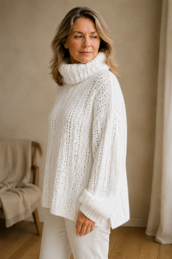 Paulina - Women's Long Sleeve Hoodie Pullover - White