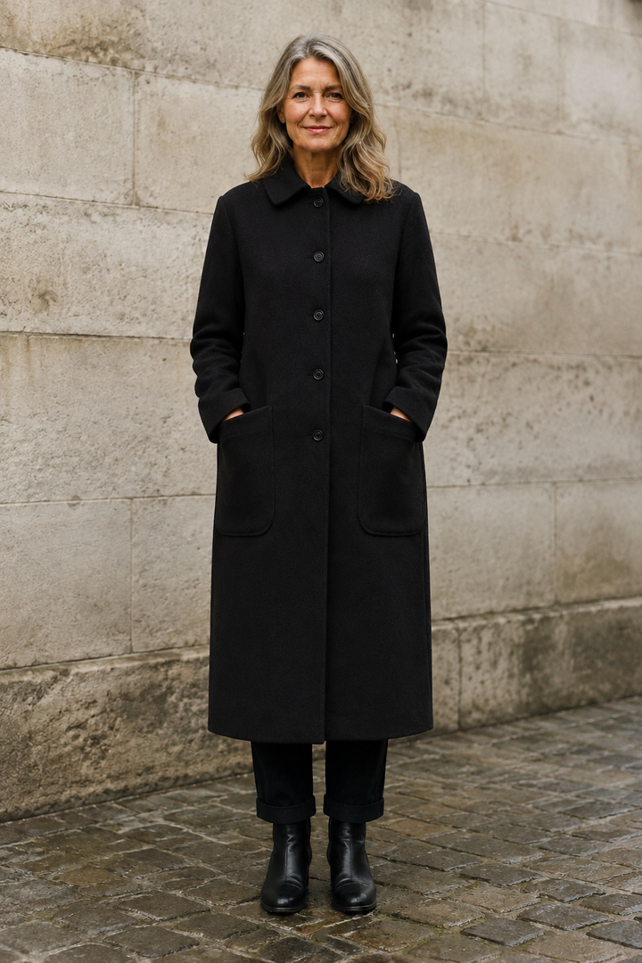Perrine | Wool-Blend Longline Overcoat - Black