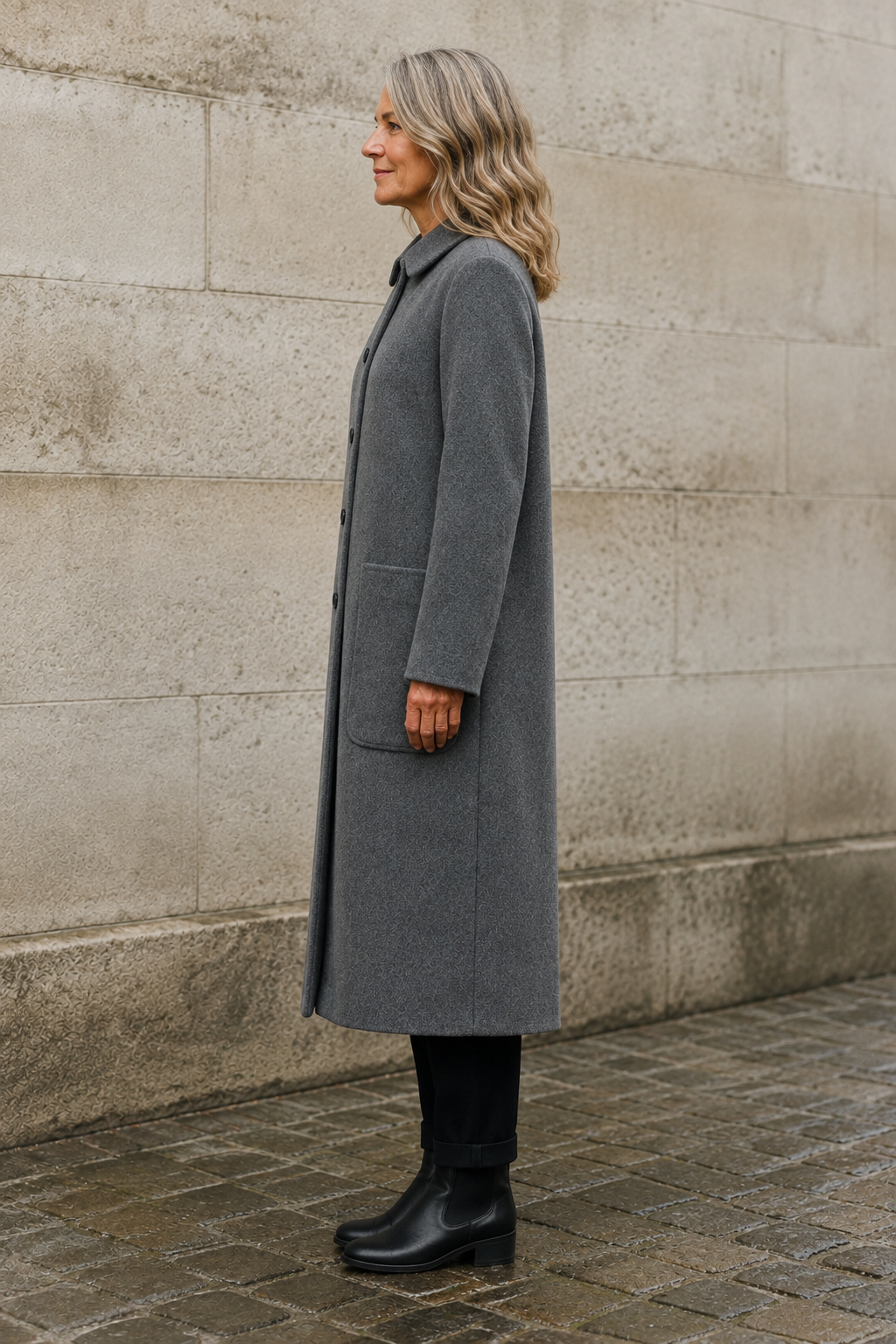 Perrine | Wool-Blend Longline Overcoat - Grey