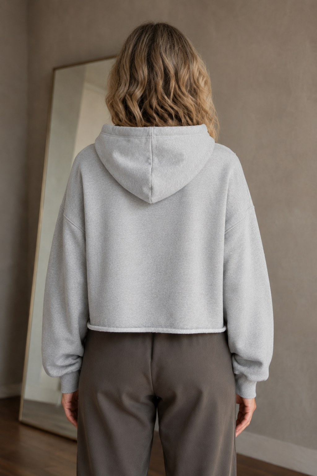 Philippa | 50% Cotton Cropped Hoodie - Light Grey