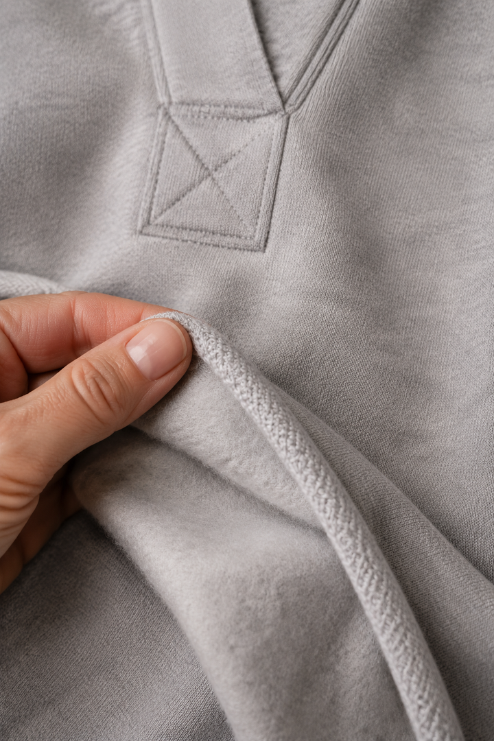 Philippa | 50% Cotton Cropped Hoodie - fabric close-up