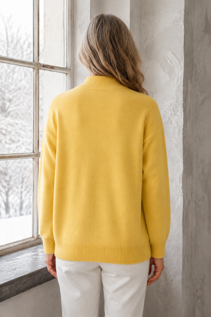 Piper | Drop Shoulder Mock Neck Sweater - Yellow