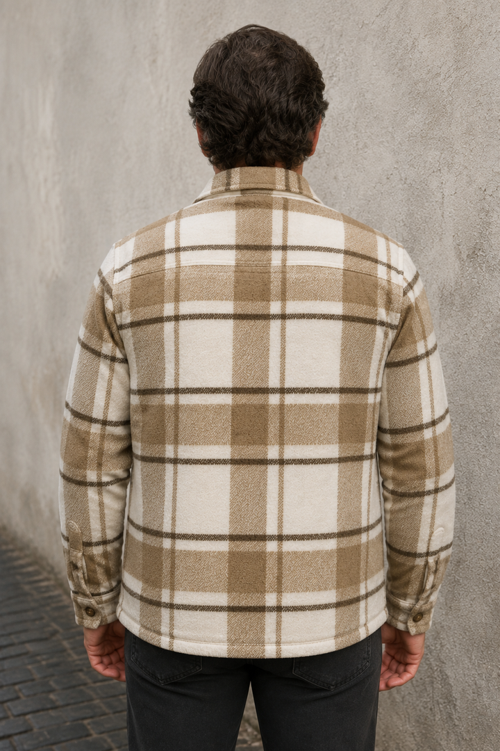 Plaid Sherpa Fleece Shirt Jacket - back