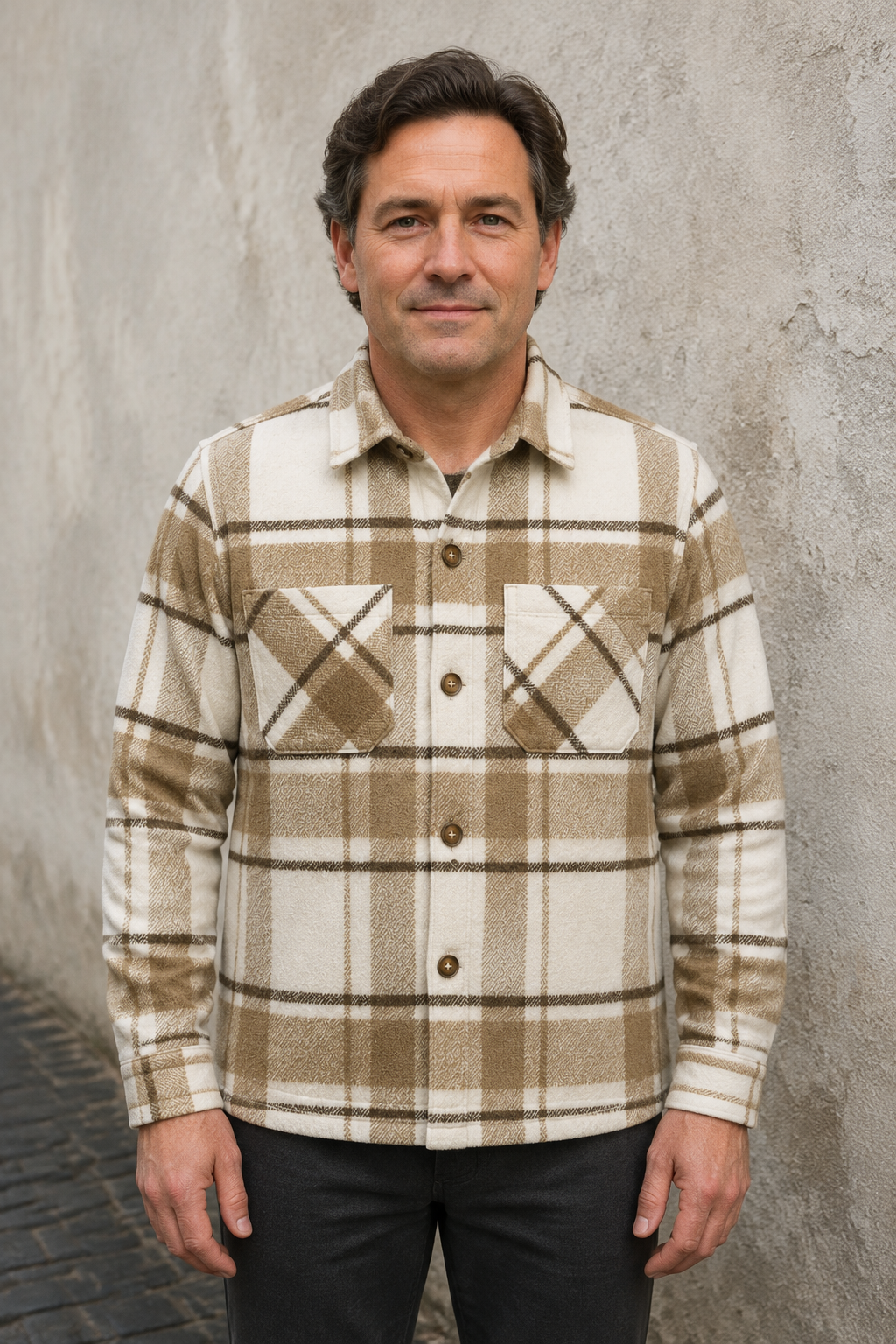Plaid Sherpa Fleece Shirt Jacket - hero closed