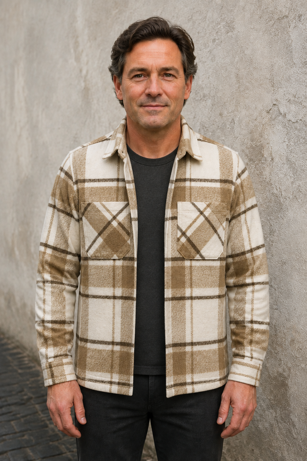 Plaid Sherpa Fleece Shirt Jacket - hero open