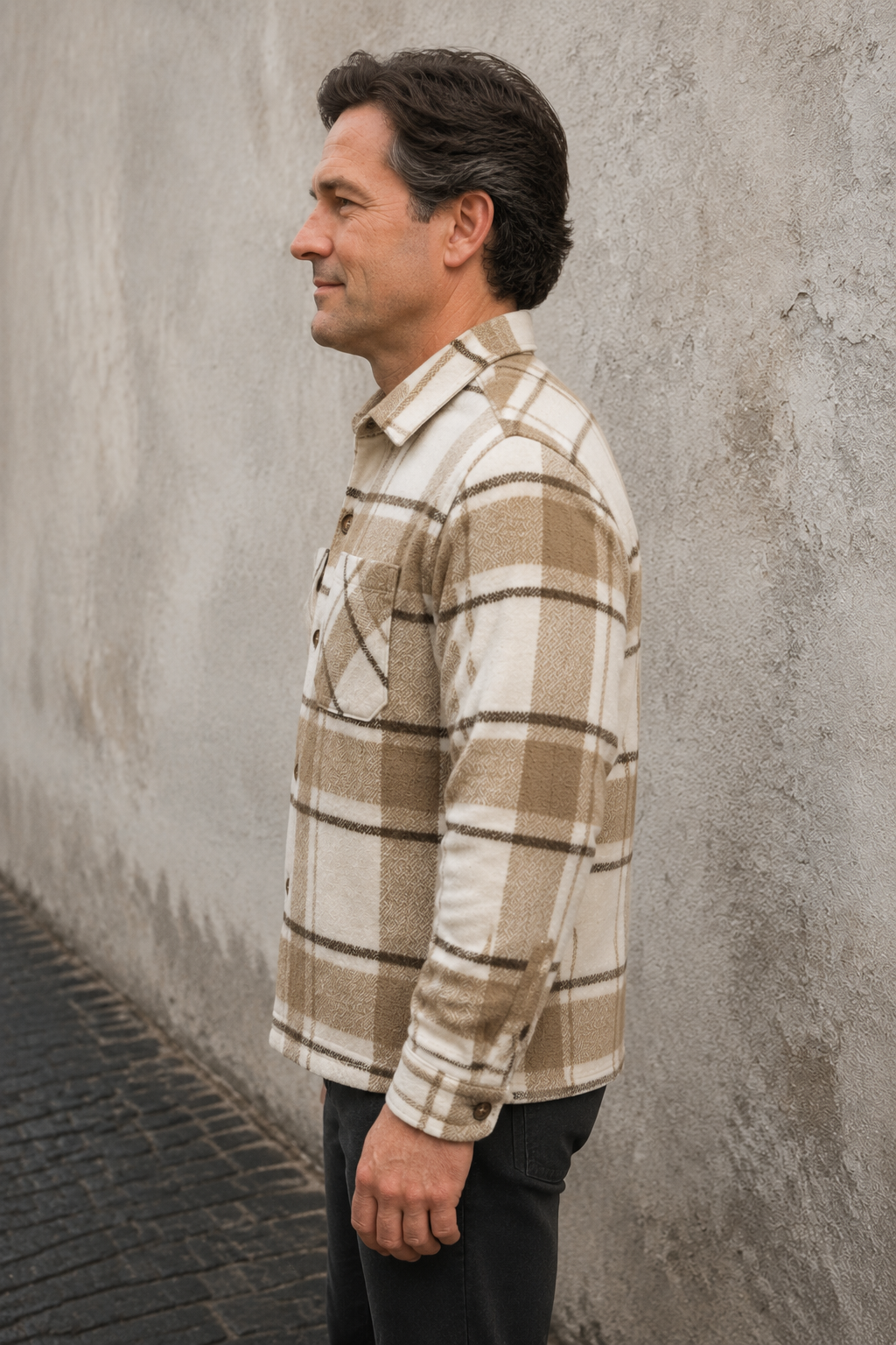 Plaid Sherpa Fleece Shirt Jacket - side